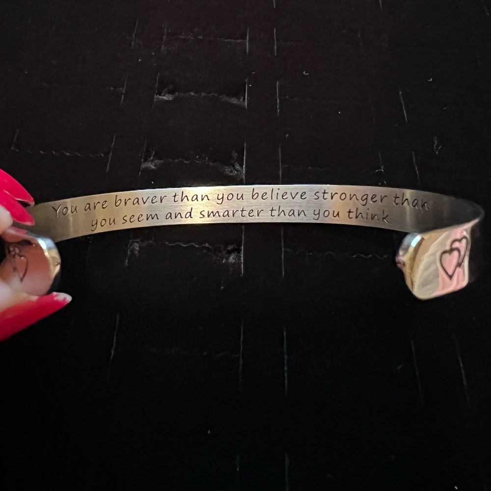 Inspirational Silver Cuff Bracelet